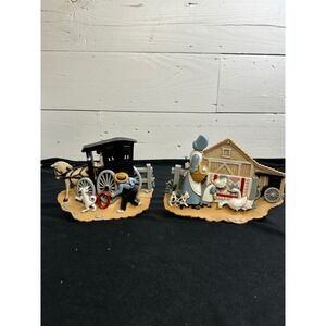Vintage Burwood Products Amish Country Wall Hanging Set 1995 3340-1 3340-2